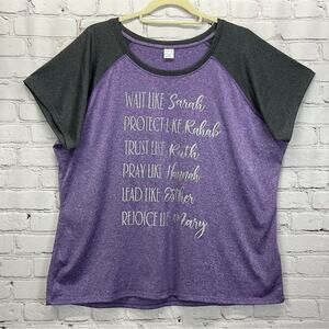 Sport-Tek Graphic Inspirational T-Shirt Women's Size 3XL Purple/Gray Pullover